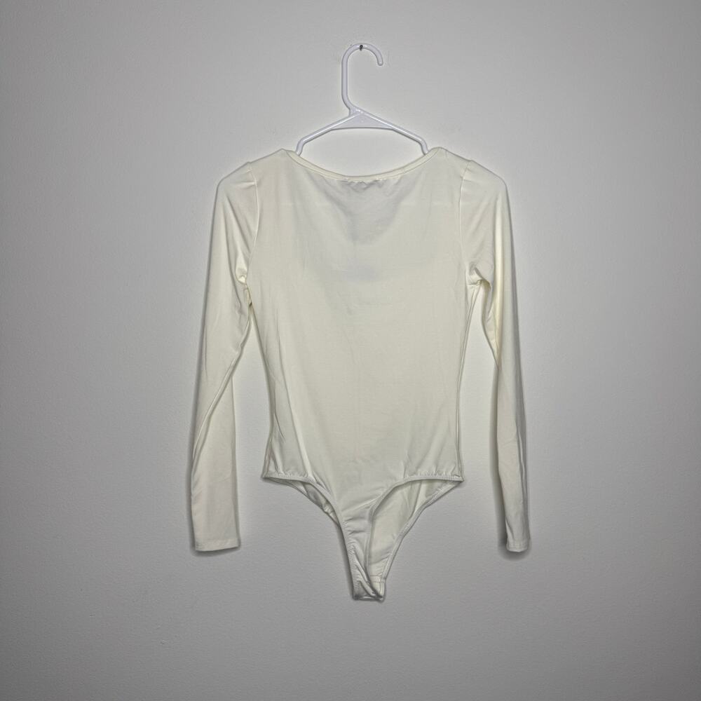 NEW Long Sleeve Bodysuit Ivory JLUXLABEL Stretch Size M - Picture 3 of 16